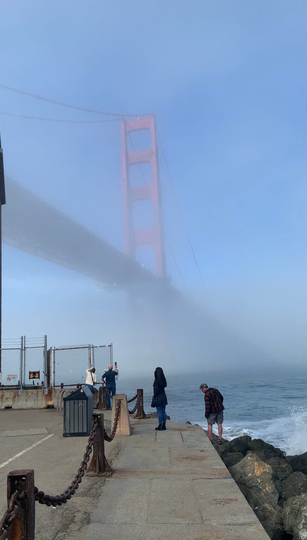 Golden gate in fog